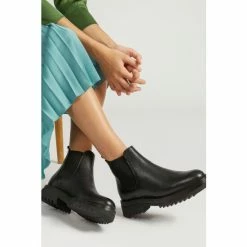 Jones Bootmaker Black Trieste Chunky Ladies Leather Chelsea Boots