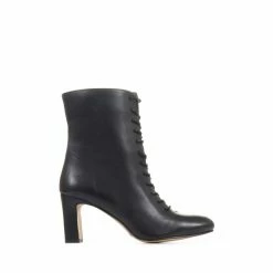 Jones Bootmaker Lenore Heeled Black Leather Ankle Boots