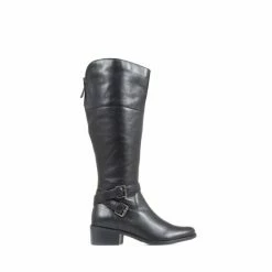 Jones Bootmaker Phoebe Black Wide Calf Leather Knee Boots