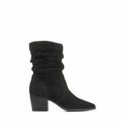 Jones Bootmaker Cloe Leather Suede Slouch Black Boots