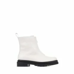 Jones Bootmaker Lanie White Zip Up Chunky Boots