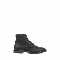 Jones Bootmaker Mens Delfino Black Leather Brogue Ankle Boots