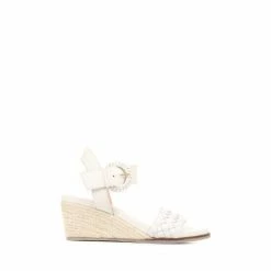 Jones Bootmaker Ladies White Luana Leather Wedge Sandals