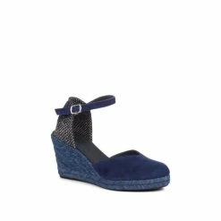Jones Bootmaker Ladies Blue Arabella Leather Wedge Sandals -Jones Bootmaker shop unnamed file 2040