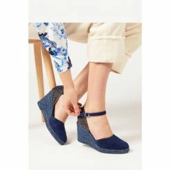 Jones Bootmaker Ladies Blue Arabella Leather Wedge Sandals -Jones Bootmaker shop unnamed file 2044