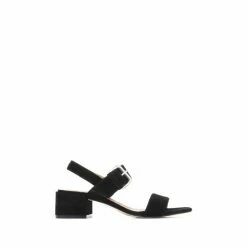 Jones Bootmaker Charlee Black Leather Block Heel Sandals