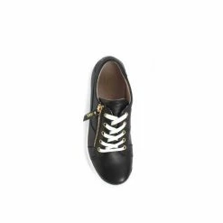 Jones Bootmaker Black Padova Ladies Leather Lace-Up Trainers -Jones Bootmaker shop unnamed file 2156
