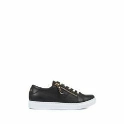 Jones Bootmaker Black Padova Ladies Leather Lace-Up Trainers -Jones Bootmaker shop unnamed file 2158