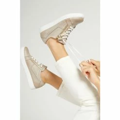 Jones Bootmaker Ladies Leather Lace-Up Trainers