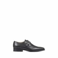 Jones Bootmaker Justin Men's Leather Single Strap Monk Shoes Black