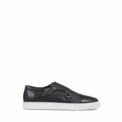 Jones Bootmaker Mens Black Sloane Square Leather Trainers