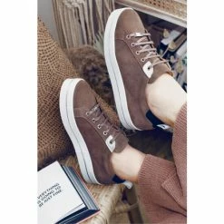 Jones Bootmaker Grey Alisha Leather Lace-Up Trainers -Jones Bootmaker shop unnamed file 2481