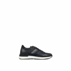 Jones Bootmaker Blue Shenzhen Men's Leather Lace-Up Trainers -Jones Bootmaker shop unnamed file 2516