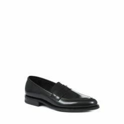 Design Loake By Jones Bootmaker Black Seneca Goodyear Welted Men's Wide Fit Leather Penny Loafers