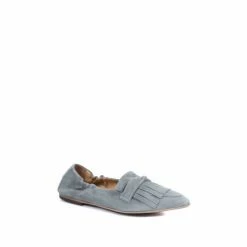 Jones Bootmaker Ladies Blue Wren Suede Leather Fringe Loafers -Jones Bootmaker shop unnamed file 442