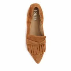 Jones Bootmaker Ladies Tan Brown Wren Suede Leather Fringe Loafers -Jones Bootmaker shop unnamed file 461