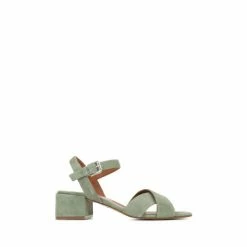 Jones Bootmaker Green Carrington Leather Block Heel Sandals